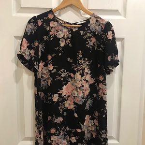 Black/Floral Knee Length Shift Dress..Worn Once